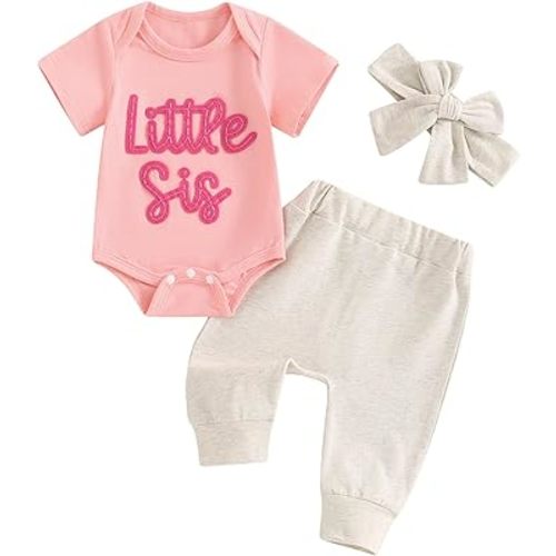 Balaflyie Little Sister Baby Girl Clothes Newborn Romper Pants Headband Coming Home Outfit
