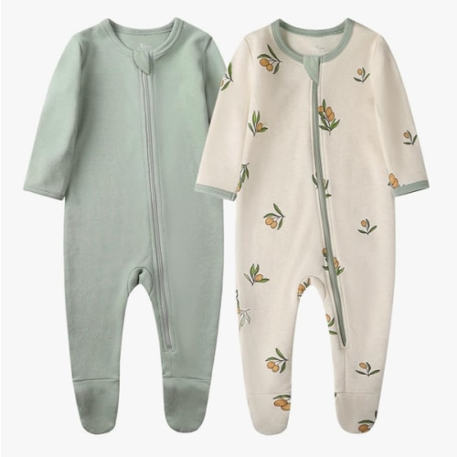 O2 BABY Baby Boys Girls Organic Cotton Zip-Front Sleeper Pajamas, Footed Sleep 'n Play