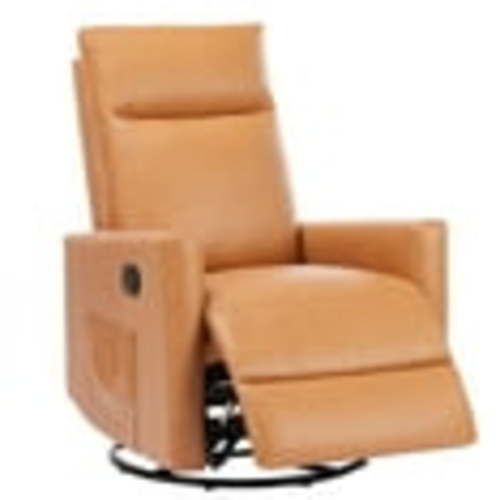 EDX Swivel Glider Rocker Recliner with Adjustable Backrest and Footrest, Brown