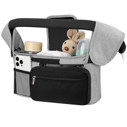 Accmor Universal Stroller Organizer with Insulated Cup Holder Detachable Phone Bag and Shoulder Strap,Stroller Bag Caddy Organizer Fits for Uppababy, Baby Jogger, Britax Strollers