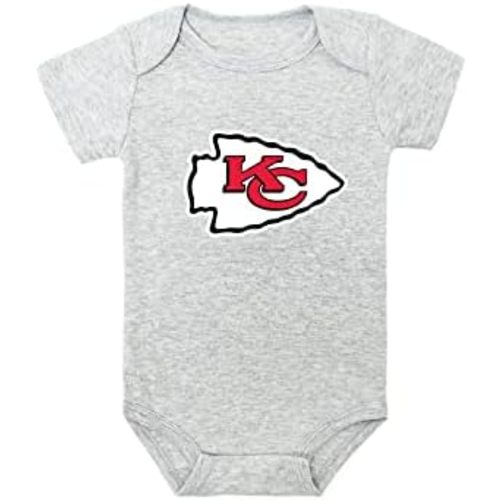 NFL Football Team Logo Unisex Baby Short-Sleeve Bodysuit Onesie in Grey | Made With 100% Organic Cotton