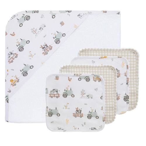 Living Textiles Baby Tractor Ride 5-pc. Bath Gift Set