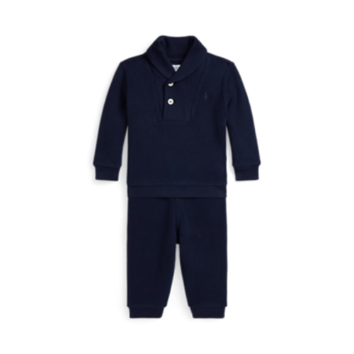 Ralph Lauren French Rib Cotton Pullover Pant Set, Refined Navy, 3M