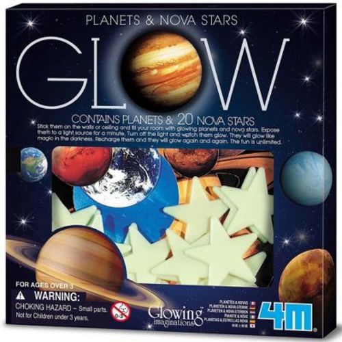 4M: Glow Planets & Nova Stars - 20 Glow-in-Dark Stick-Ons, Wall & Ceiling Decor
