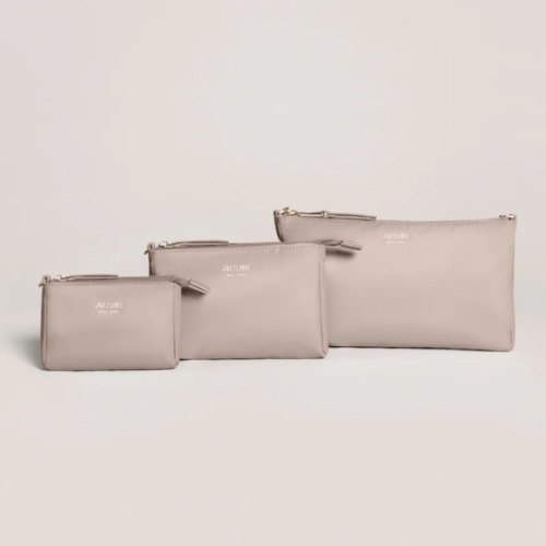 3-Piece Pouch Clutch Purse Set - Taupe