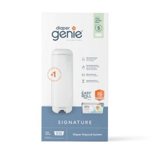 Diaper Genie Signature Pail With 9 Bags - White