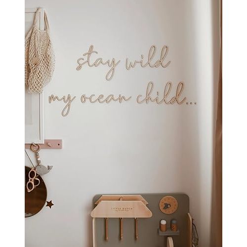 Stay Wild My Ocean Child Wall Decor,Boho Nursery Wall Art,Ocean Themed Sea Turtle Scallop Wall Art for Playroom Nursery Children Baby Boys and Girls Bedroom
