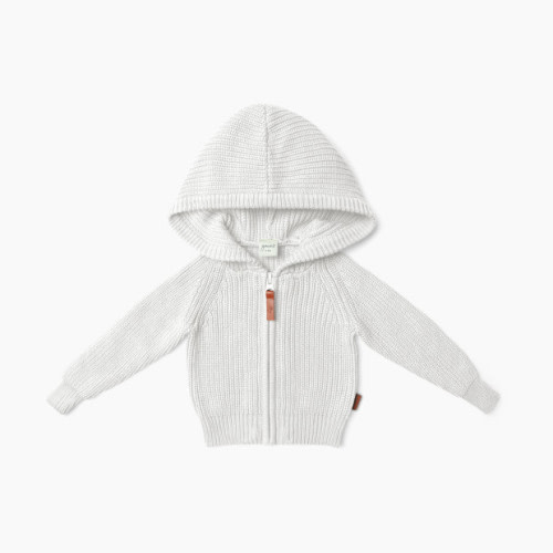 Goumi Kids Organic Cotton Knit Hoodie - Milk, 9-12 Months