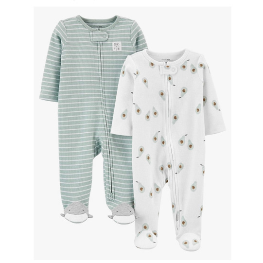 Simple Joys by Carter's Unisex Baby 2-way Zip Thermal Footed Sleep and Play, Pack of 2