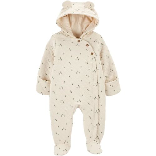 Carter's Baby Girls' Newborn-9M Hooded Quilted Pram Sleep & Play
