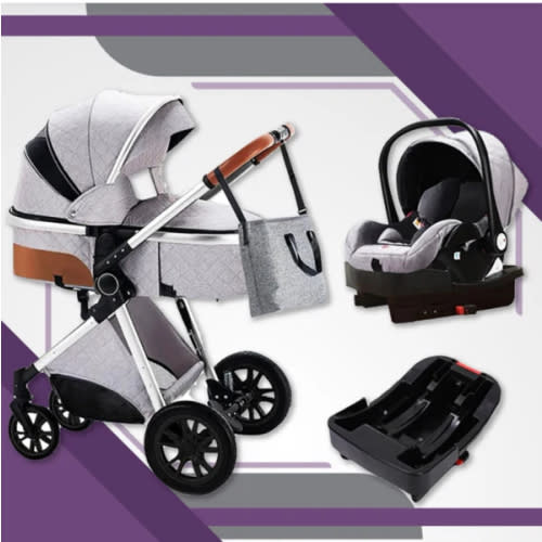 Premium 3-in-1 Baby Stroller (Car Seat & Base Included) – Maternity Miracles - Marvelous Light Grey 3-in-1 Travel System (ISOFIX BASE INCLUDED)