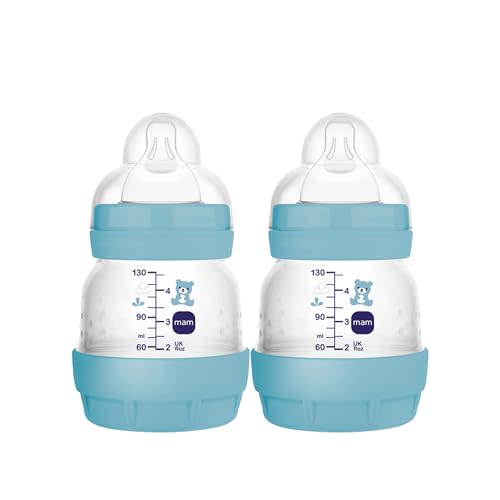 MAM Easy Start Anti-Colic Baby Bottles, Extra Slow Flow, Breastfeeding-Like Silicone Nipple Bottle, Reduces Colic, Gas, & Reflux, Easy-to-Clean, BPA-Free, Vented Baby Bottles for Newborns, 0-3 Months