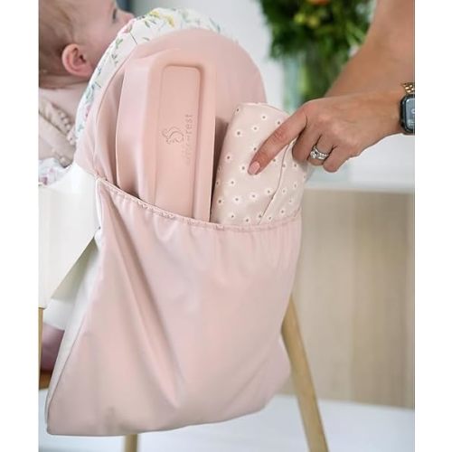 Highchair Handy Pocket Pouch, Compatible with IKEA Antilop Highchair, High Chair Accessories, Wipeable and Waterproof Material, One Large Pouch with an Internal Zip Pocket-(Blush)