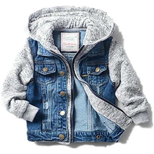 LJYH Boys' Basic Denim Trucker Jackets Children Fall Hoodies Trendy Jeans Coats