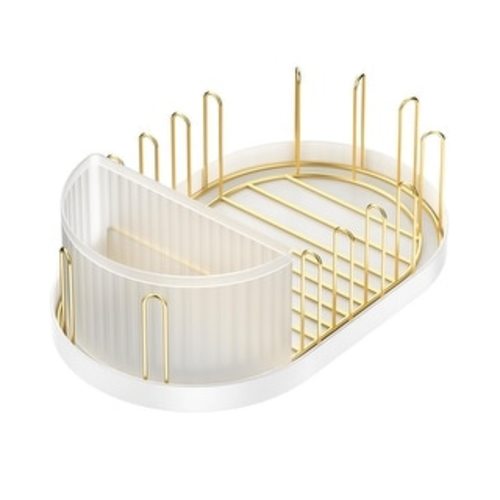 Winnie & Lu Airess Drying Rack - Gold Stainless Steel Baby Bottle Drying Rack & Kitchen Organizer - White
