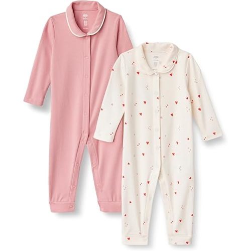 Amazon Essentials x Sofia Grainge Unisex Babies' Cotton Footless Sleepsuit, Pack of 2