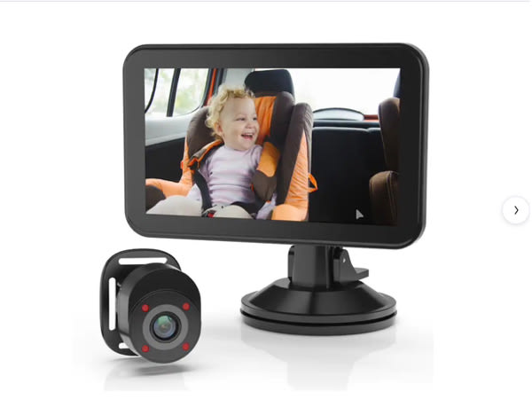Rexing - BC500 In-Car Baby Cam with Monitor – HD 1080p & Infrared Night Vision - Black