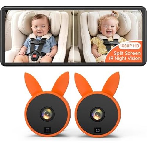 BV3PRO Dual Baby Car Camera, 7.2" 1080P Monitor for 2 Kids