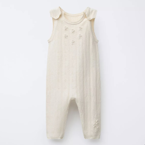 OPENWORK AND EMBROIDERED KNIT OVERALLS - Ecru | ZARA United States
