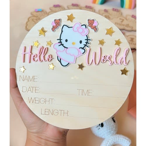Hello Kitty Baby Announcement Sign