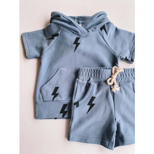 lightning hooded set - dusty blue