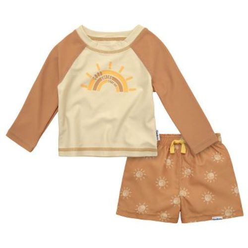 Gerber Baby and Toddler Boys' Long Sleeved Rashguard Swimsuit Set - Sailboat - 3T - 2-Piece