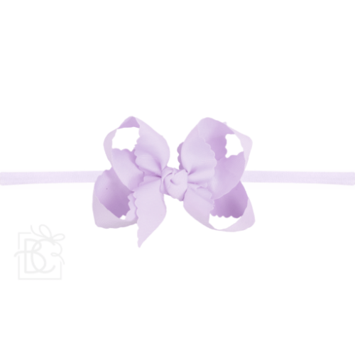 Thin Pantyhose Headband with Scalloped Edge Bow - Beyond Creations