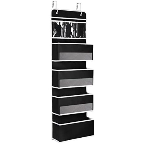 Univivi 5-Shelf Over Door Organizer Baby Door Storage Wall Mount Storage with 3 Small PVC Pockets and 4 Large Pockets Ideal for Baby Stuff, Toiletries and Sundries