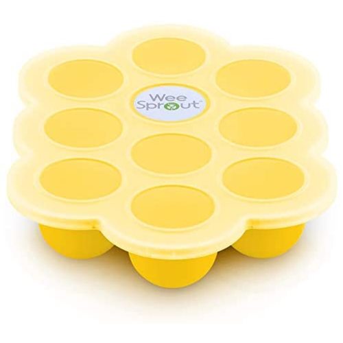 WeeSprout Silicone Baby Food Freezer Tray with Clip-on Lid by WeeSprout - Perfect Storage Container for Homemade Baby Food, Vegetable & Fruit Purees, and Breast Milk
