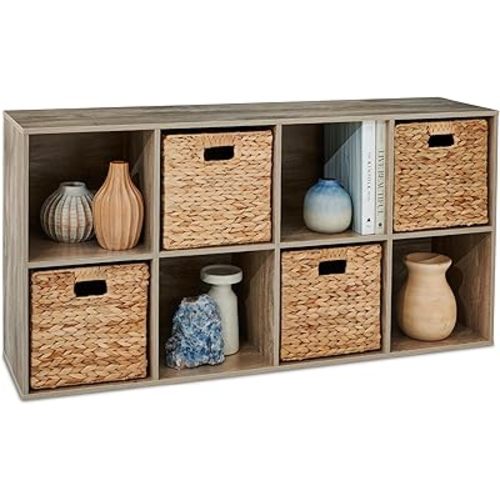 Best Choice Products 8-Cube Storage Organizer, 11in Shelf Opening, Bookcase, Display Shelf, Customizable w/ 3 Removable Back Panels – Greige