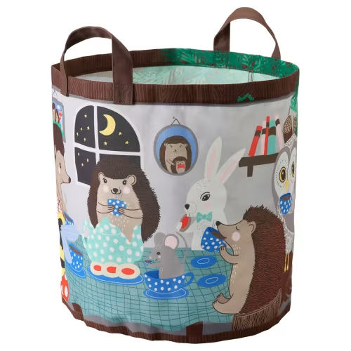 SKOGSDUVA
Storage bag, forest animal pattern/multicolor