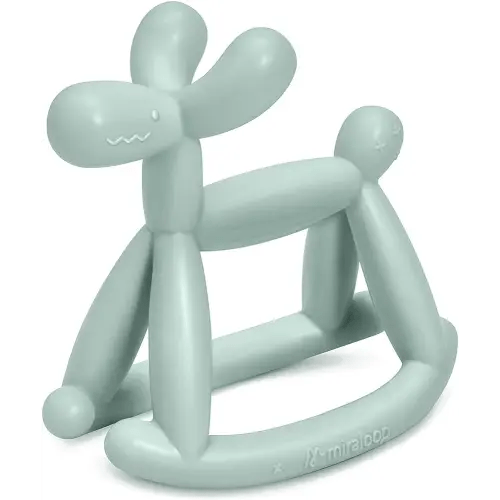 Teething Toy for Baby 0-6, 12, 18 Months Infant, Jellydog Never Drop Food Grade Silicone Rocking Teether, Prevent Choking & Odorless, Less Dust and Hair Adhesion, Baby Gift, Mint Green