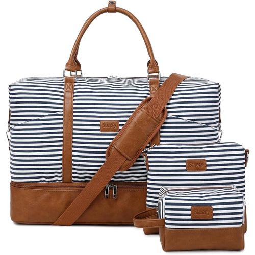 Weekender Bag, Large Travel Duffel Bag for Women, Carry on Overnight Bag with Shoe Compartment and Toiletry Bags
