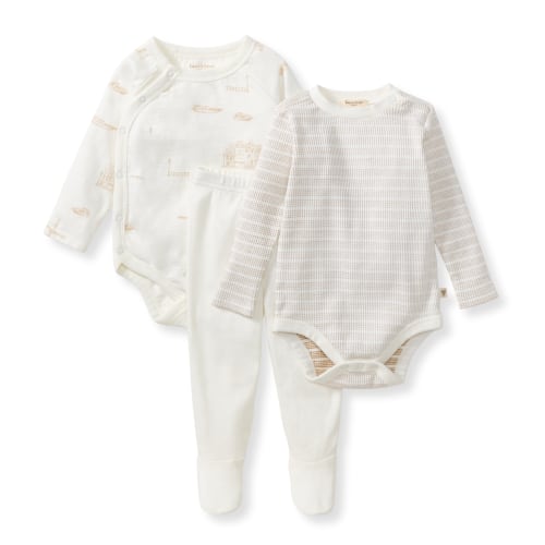 Amsterdam 3 Piece Bodysuit & Pant Set - Eggshell – Burt's Bees Baby