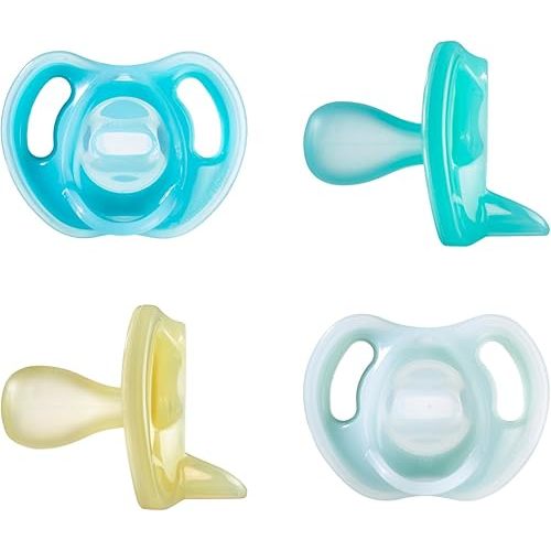 Tommee Tippee Ultra-light Silicone Pacifier, Symmetrical One-Piece Design, BPA-Free Silicone Binkies, 6-18 months, Pack of 4 Pacifiers