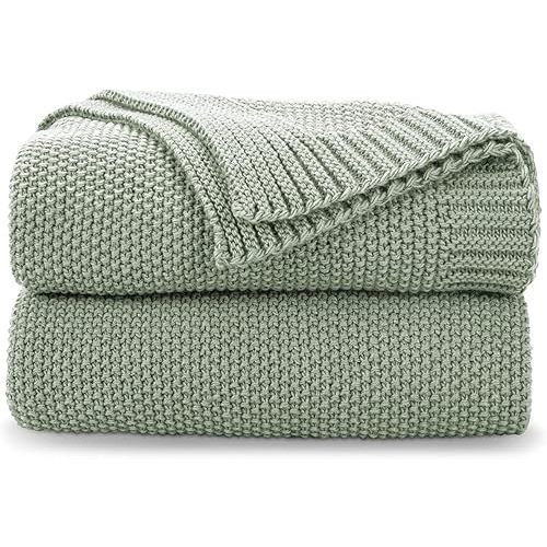 CozeCube Sage Throw Blanket for Bed, Soft Cozy Cable Knit Throw Blanket for Twin Bed, Lightweight Warm Decorative Farmhouse Christmas Throw Blanket for Couch Sofa, 60"x80", Sage