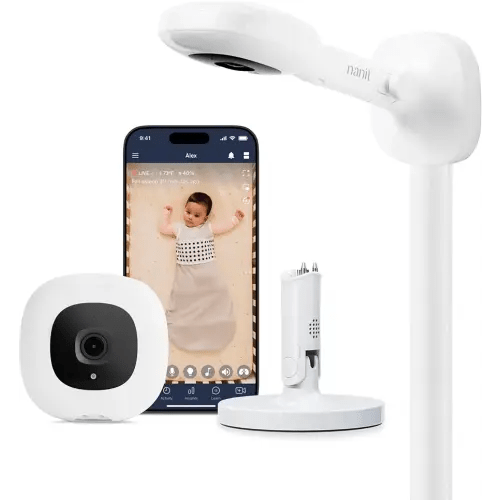 Nanit Pro Smart Baby Monitor with Flex Stand and Wall Mount - 1080p HD Video, Sleep Tracking, 2-Way Audio, Sound/Motion/Cry Notifications, Night Vision - for Home & Travel