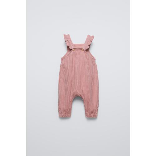 RUFFLED CORDUROY OVERALLS - Pale pink | ZARA United States
