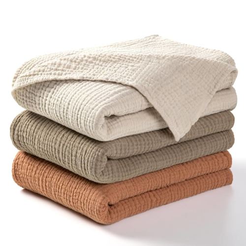 lulumoon Muslin Swaddle Blanket Baby - Cotton Swaddling Blanket Soft Baby Receiving Blankets Neutral 3Pack(Olive)