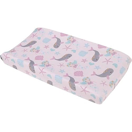 NoJo Sugar Reef Mermaid Pink, Aqua, Gray Super Soft Contoured Changing Pad Cover