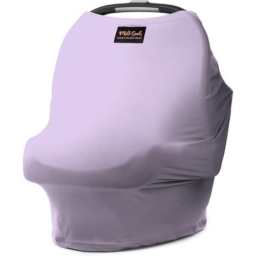 Milk Snob Original 5-in-1 Luxe Nursing Cover in Lavender - Added Privacy Breastfeeding Cover, Car Seat Cover for Carrier, Stroller, High Chair, Shopping Cart, Lounger Canopy, Newborn Essentials
