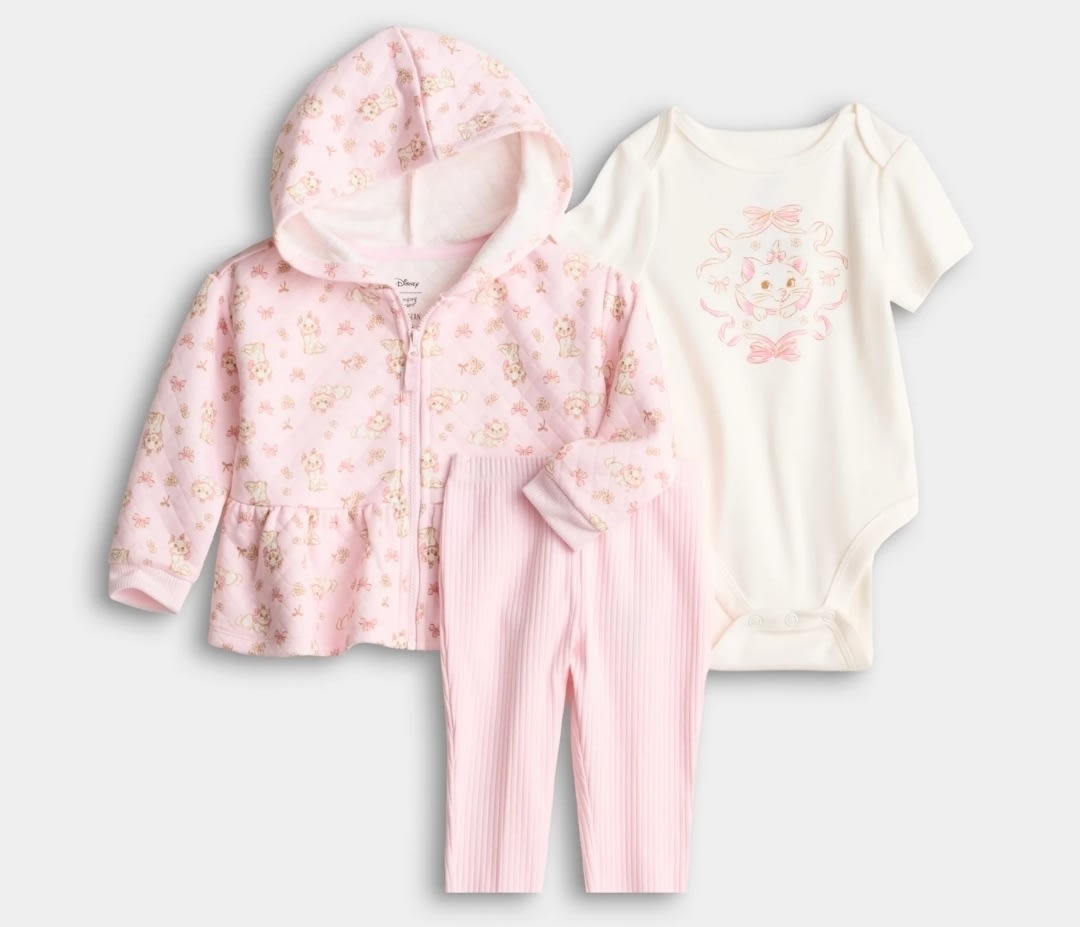Baby Girl Disney's Jumping Beans® 3-pc. Quilted Peplum Hoodie, Bodysuit & Leggings Set