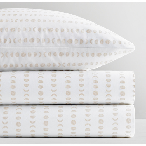 Watercolor Moon Phases Organic Cotton Crib Fitted Sheet | RH Baby & Child