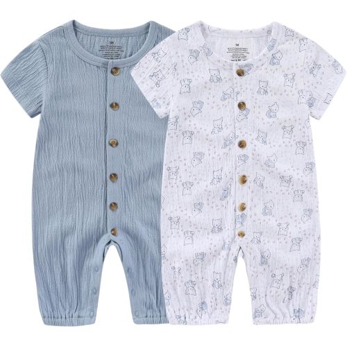 Baby Girl Romper Button Jumpsuit Summer Infant Boy Clothes for 0-24 Months