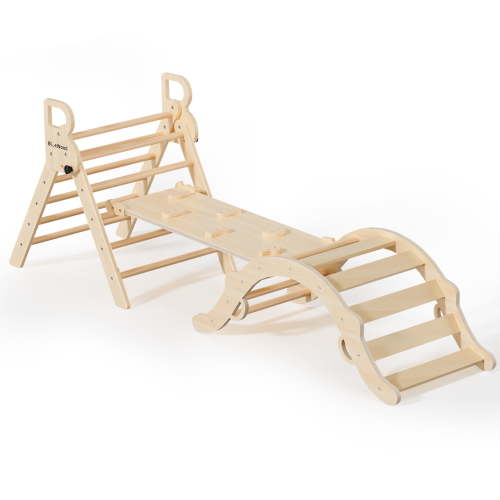BlueWood Pikler Triangle Set Playground Climber 8-in-1 Foldable Wooden Indoor