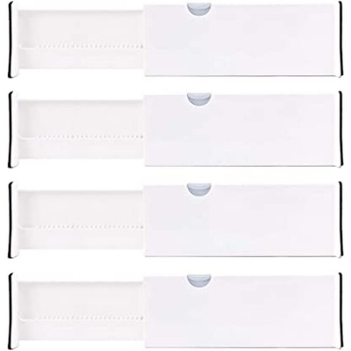 Kingrol 4 Pack 11-17 Inch Expandable Drawer Organizers Dividers with Nonslip Ends, Household Separators for Kitchen Utensils Dressers Clothes Craft Office Supplies