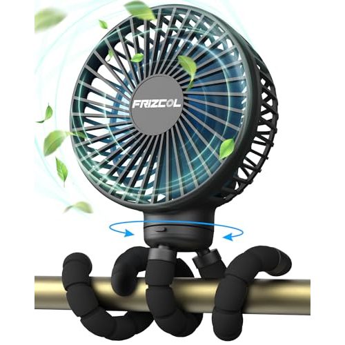FRIZCOL Stroller Fan for Baby - Portable Fan Rechargeable - Battery Operated Fan(Use for 30Hrs) - Fan for Handheld/Clip On/Car Seat/Desk/Camping