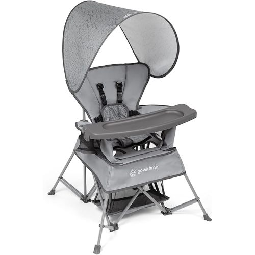 Baby Delight Go with Me Venture Portable Chair | Indoor and Outdoor | Sun Canopy | 3 Child Growth Stages | Elephant Grey