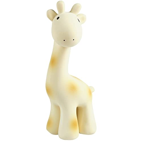 Tikiri Toys Rubber Giraffe Rattle, Teether & Bath Toy, Organic Natural Rubber, Ages 6 Months & UP