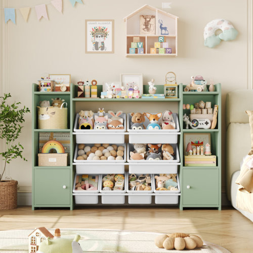 Lafon Manufactured Wood Toy Organizer with Bins | Wayfair